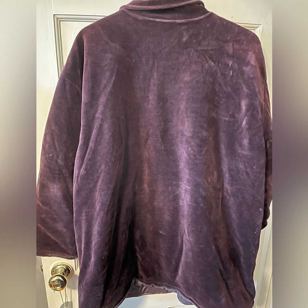 Elisabeth for Liz & Co. wine purple velour barn jacket w/ quilted interior, 3X - Picture 2 of 5